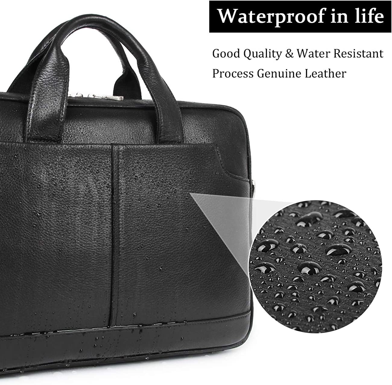 Augus Leather Laptop Briefcase for Men,Waterproof Travel Messenger Duffle Bags 15.6 Inch Laptop Bag - Image 6